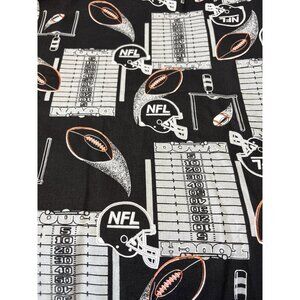 NFL Football-Themed Cotton Fabric Black with Helmets & Yard Lines 1/2 yard x 58"